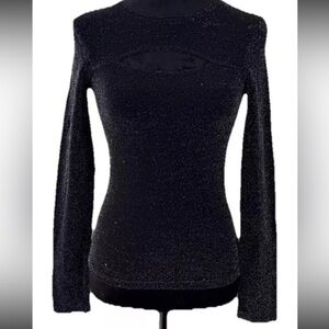 By choice California ladies Elegant Black Glitter pullover top size M 90s stretc
